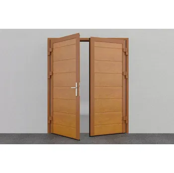 Garážová vrata Dvoukřídlé garážové dveře na míru, zlatý dub, Woodgrain, M-line, středová drážka Šířka a Výška, mm: 1800x2000, Směr otevření:: Dovnitř, Způsob otevření (Aktivní křídlo):: Aktivní křídlo vlevo