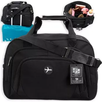 Cestovní taška Černá cestovní taška BB47 (Příruční cestovní zavazdlo/taška vhodná na palubu letadla, rozměr 44 x 31 x 20 cm, popruh přes rameno, barva černá)