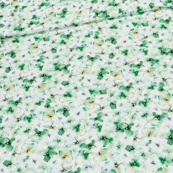 Šatovka viskózová 3241 B DIGITÁLNÍ TISK, zeleno-bílé květinky, š.140cm (látka v metráži)