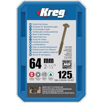 Šroub Kreg Protec-Kote Maxi-Loc HD Šrouby pro skryté spoje - 64 mm, hrubý závit, 125 ks