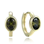 0531 MINET Luxusní pozlacené stříbrné náušnice se zelenými zirkony