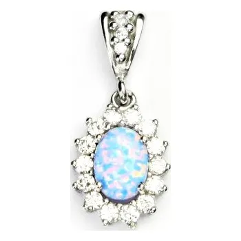 Přívěsek Zlatý přívěsek Kate, bílé i žluté zlato, synt. světle modrý opál, čiré zirkony, P 1507/2