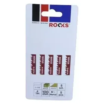 Pilový plátek ROOKS Sada pilových listů do přímočaré pily bi-metal typ T na dřevo a kompozity 6 TPI 5 ks RKS OK-03.4501