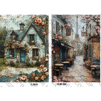 Umělecký papír Rýžový a soft papír na decoupage - Vintage obrazy - KB03829 Materiál: Soft, Rozměr: A4