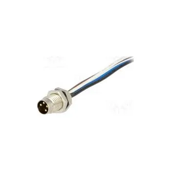 Elektrický konektor Konektor M8 vidlice PIN 4 s vodiči do panelu,matice zepředu