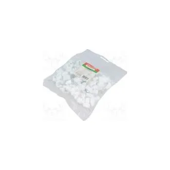 Stahovací páska Držák bílá na kulatý kabel 100ks s hřebíkem Ø 11mm H 13mm