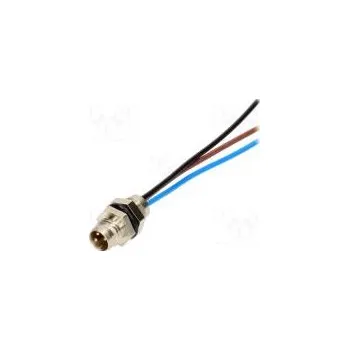 Elektrický konektor Konektor M8 vidlice PIN 3 s vodiči do panelu,matice zezadu