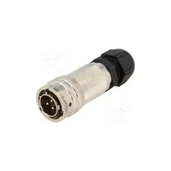 Elektrický konektor Konektor kulatý PT zástrčka vidlice PIN 3 s vývodkou zlacený