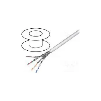 Síťový kabel Vodič S/FTP 6 lanko CCA 4x2x27AWG PVC šedá 100m Økab 6,3mm