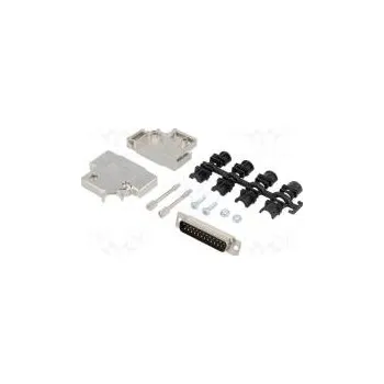 Elektrická zásuvka D-Sub PIN 25 zástrčka vidlice stíněný pájení na kabel černá