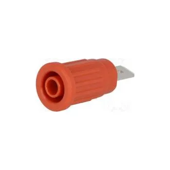 Elektrická zásuvka Zásuvka banánek 4mm 32A 1,5kVDC červená niklovaný na panel