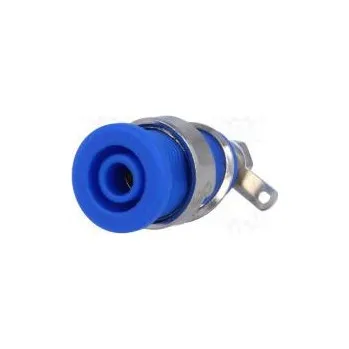 Elektrická zásuvka Zásuvka banánek 4mm 32A modrá niklovaný izolované 23,5mm