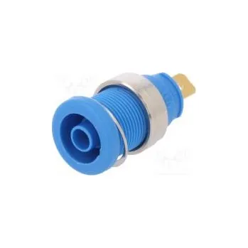 Elektrická zásuvka Zásuvka banánek 4mm 25A 1kVDC modrá zlacený přišroubováním