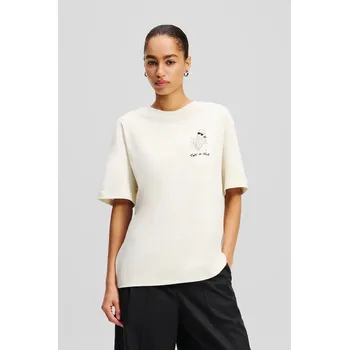 Bavlněné tričko Karl Lagerfeld A2W17089 béžová 01X, vel. XS