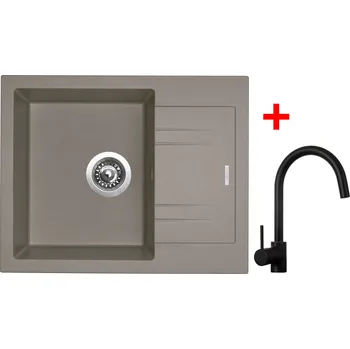 Granitový dřez Sinks LINEA 600 N Varianta: Sinks LINEA 600 Truffle + Vitalia černá matná