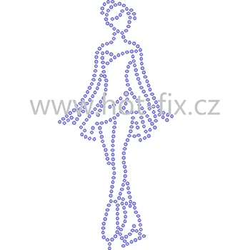 CK004 - krasobruslařka nažehlovací hot-fix kamínkový potisk na textil, rozměry cca 6,6x14,2cm barva: kameny barva 101/N Crystal /stříbrná