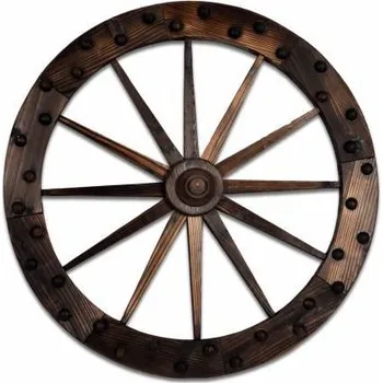 Historické dřevěné kolo od vozu- dekorace k zavěšení / postavení, hnědé, průměr 90 cm