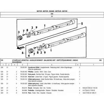 Poloosa kola Hřídel úplný P AGS Hřídel úplný P AGS