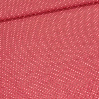 Bavlněné plátno POLO bílý puntík na červené s tečkami, š.140cm (látka v metráži)