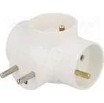 Konektor napájecí AC rozbočka 2P+PE bilá Výst 3x zásuvka