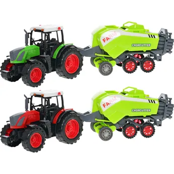 autíčko MikroTrading Traktor s vlečkou 50cm balíkovač slámy na setrvačník 2barvy v krabičce Barva: Červená