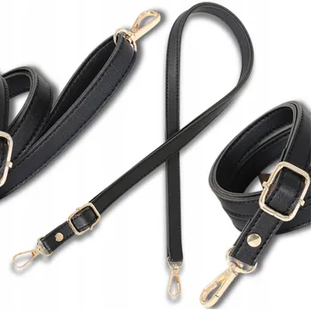 Opasek Nastavitelný Pásek ke kabelce kožený s karabinou pevný černý