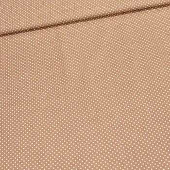Bavlněné plátno POLO bílý puntík na kapučínové, š.140cm (látka v metráži)