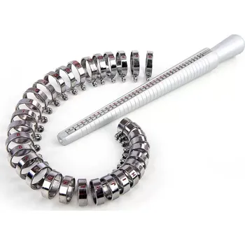 Sada nářadí Hliníkový měřící trn na prstýnky nebo O-kroužky a sada kroužků 13 - 25 mm (TrueTech)