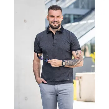 Pánské tričko FERATT Pánská polokošile TYSON tmavě šedá Velikost: XL