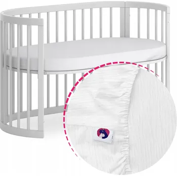 Prostěradlo Prostěradlo s gumou - oválné 125x75 cm do rostoucí postýlky MUŠELÍN