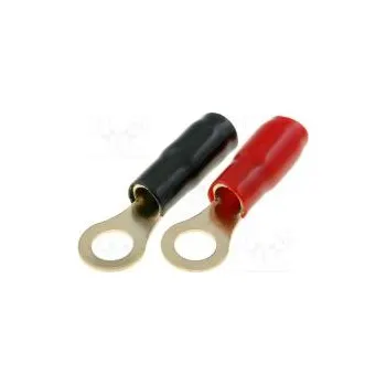 Faston očkový M8 22mm2 zlacený izolovaná černá a červená