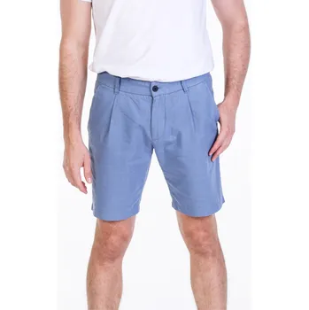Pánské kraťasy Pánské lněné šortky Barva: Modrá, Velikost: 56, Střih: SLIM FIT