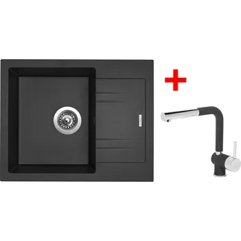 Granitový dřez Sinks LINEA 600 N Varianta: Sinks LINEA 600 Truffle + Elka černá matná