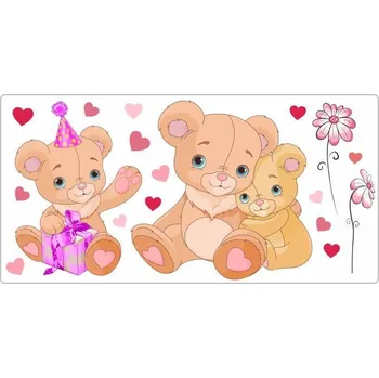 Samolepící dekorace Méďové párty samolepka na zeď - S