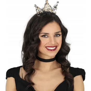 Karnevalový doplněk ČELENKA PRINCEZNA KRÁLOVNA STŘÍBRNÁ KORUNKA ČERNÁ ČERNÝ HALLOWEEN