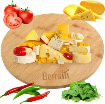 Kuchyňské prkénko BAMBUSOVÉ OTOČNÉ PRKÉNKO KULATÉ NA SÝR UZENINY BERRETTI 35 CM ELEGANTNÍ HIT
