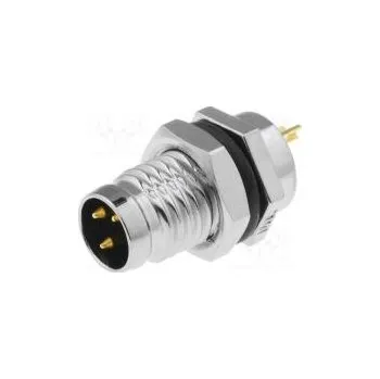 Elektrická zásuvka Konektor M8 vidlice PIN 3 do panelu,matice zepředu zásuvka