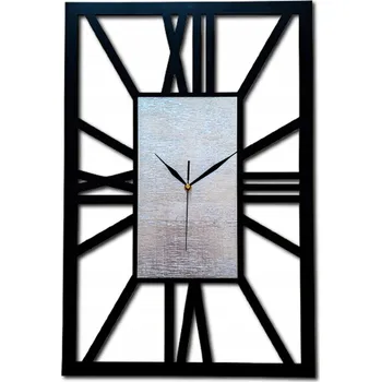 Hodiny MODERNÍ NÁSTĚNNÉ HODINY, GEOMETRICKÉ, LOFT MINIMALISTICKÉ STŘÍBRNÉ, ŘÍMSKÉ ČÍSLICE