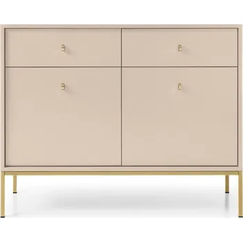 Komoda Elegantní písková komoda béžová 83 x 103 cm, moderní design, zlatý rám