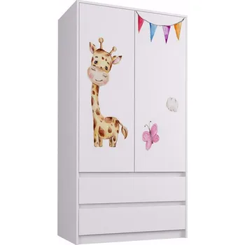 Dětská skříň Šatní skříň B9 Žirafka - Bílá