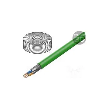 Síťový kabel Vodič S/FTP Cat 8.2 drát Cu 4x2x22AWG LSZH zelená 100m