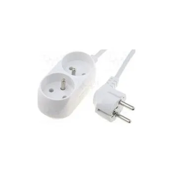 Napájecí kabel Prodlužovací síťový kabel Zásuvky 2 PVC bílá 3x1,5mm2 5m 16A