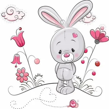 Samolepící dekorace Roztomilý králíček na louce samolepka na zeď - M