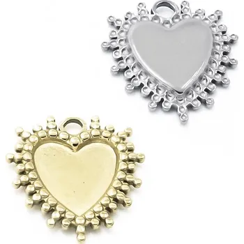 Materiál na výrobu šperku Nerezový Přívěsek s lůžkem srdce 12x11mm - 1Ks - Nerez SL