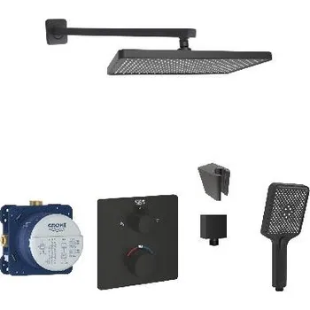 Sprchový set SANITINO - Sprchový set s termostatem a tělesem pod omítku Grohe, příslušenství kielle, matná černá SANI21GKK405