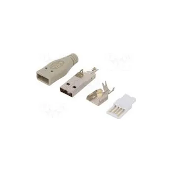 Kabel do PC Zástrčka USB A vidlice na kabel pájení PIN 4 přímý šedá