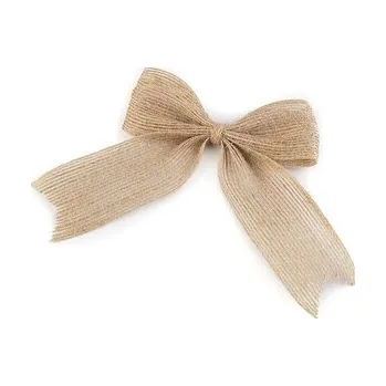 Jutová mašle 8x10 cm - 10 ks - režná přírodní