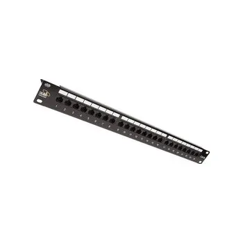 Patch panel Solarix 19\" Patch panel 24 x RJ45 CAT5E UTP 150 MHz černý 1U, SX24-5E-UTP-BK