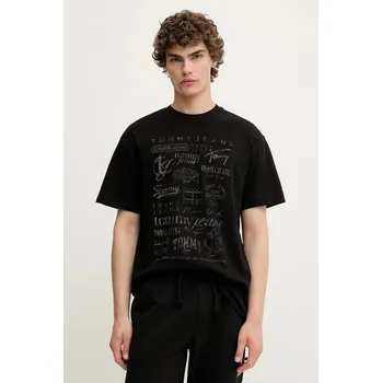 Pánské oblečení Bavlněné tričko Tommy Jeans DM0DM21584 černá 99X, vel. L
