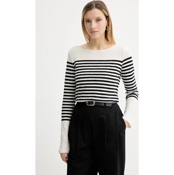 Bavlněné tričko s dlouhým rukávem Marc O'Polo 506219652597 béžová 01X, vel. XL